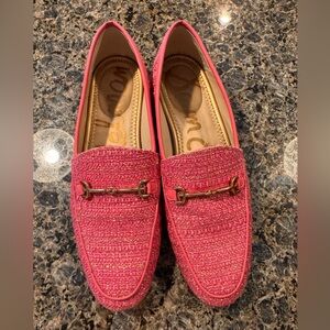Sam Edelman Pink Loafers with Gold Buckle